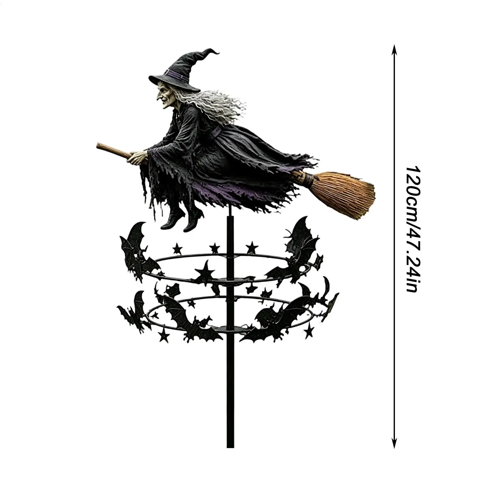 2D Witch Garden Wind Spinner Rotating Pinwheels Halloween Decoration Witch Garden Windmill With Stake For Courtyard Backyard view 6