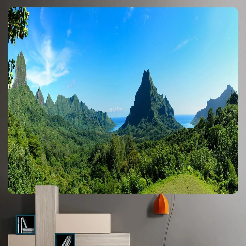 VIKAMA Ins Outdoor Resort-Style Bedroom And Living Room Background Fabric, A Niche Forest-Themed Wall Decoration Hanging Fabric