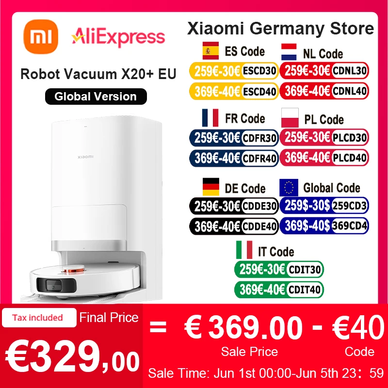 Global Version Xiaomi Robot Vacuum X20+ Voice Control Automatic Dust Collection Whole House Scan