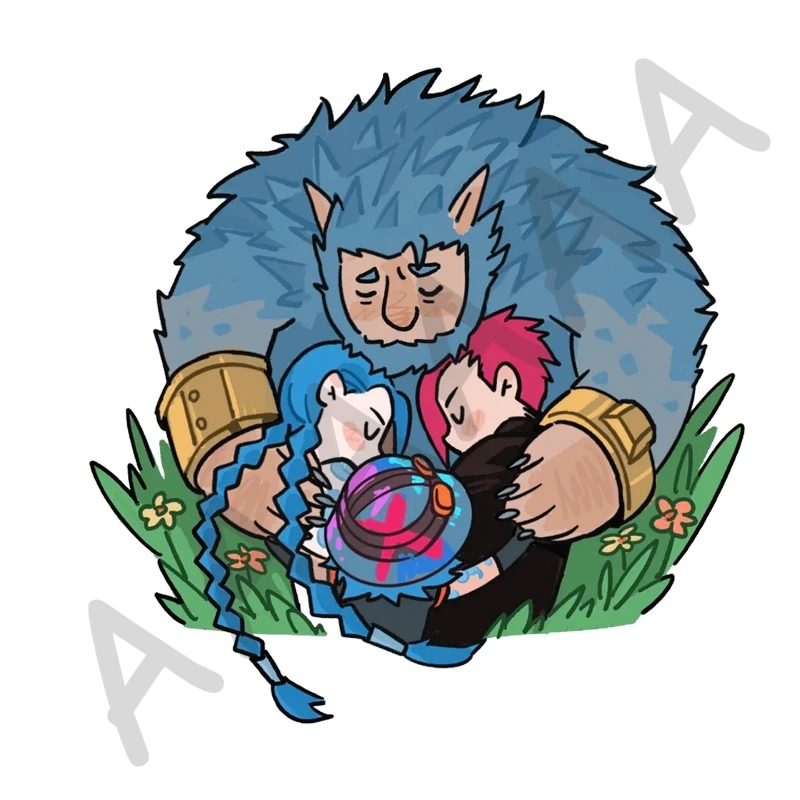 Arcane：League of Legends Women Keychain Men Acrylic Jinx Key Chain Bags Keyring Car Pendant Kid Friends Gift Collection Ornament