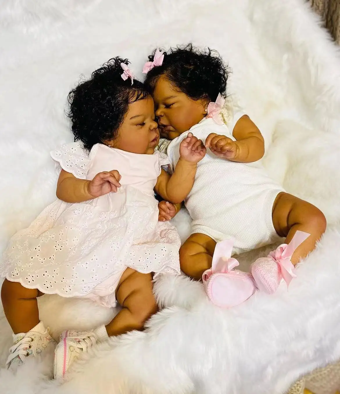 FBBD Customized Limited Supply50cm Reborn Baby Alexis Dark Skin With Hand-rooted Hair Already Finished Doll Christmas Gift