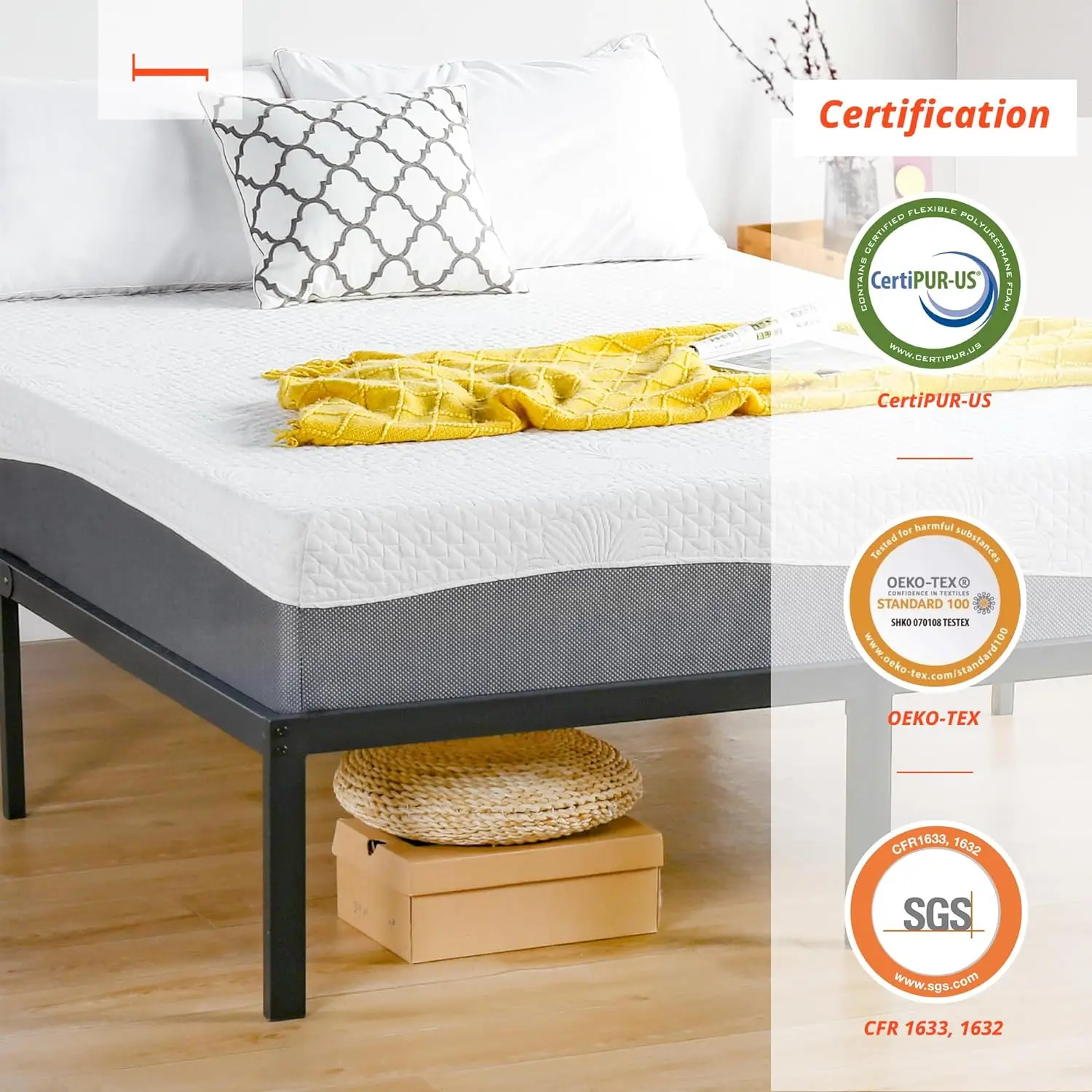 Materasso matrimoniale, materasso in Memory Foam Gel da 10 pollici, infuso di Gel per un Comfort e un sollievo dalla pressione, certificato CertiPUR-US, letto-in-a-B