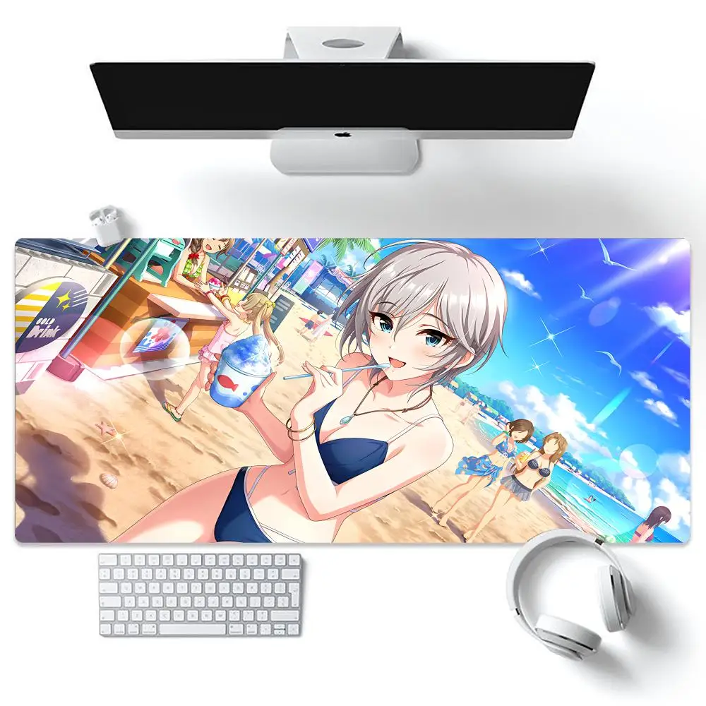 CGSS T-The Idolmaster  Mouse Pad Tapetes de Mesa Teclado, Borracha Kawai, Tapete de Mesa Antiderrapante, XXL90x40cm