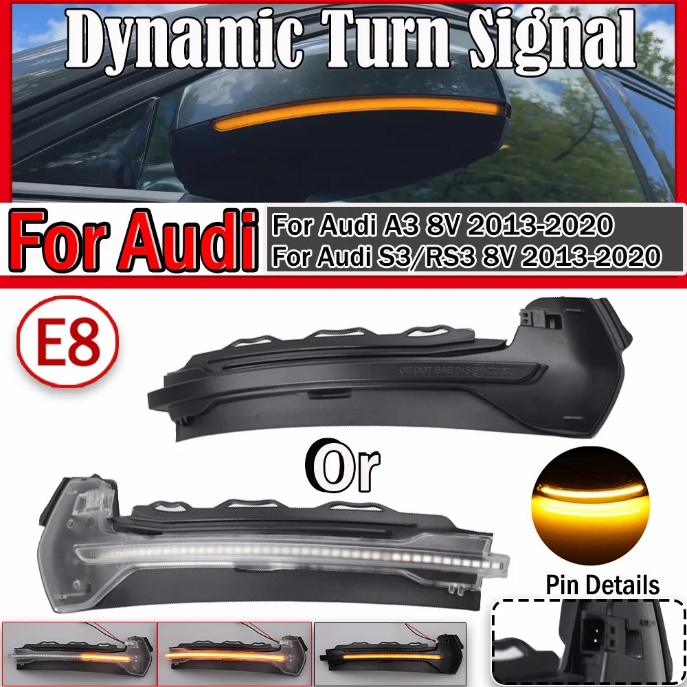 

2pcs for Audi A3 8V S3 RS3 Led Dynamic Turn Signal Light Sequential Side Mirror Indicator Blinker 2013 2014 2015 2016 2017 2018