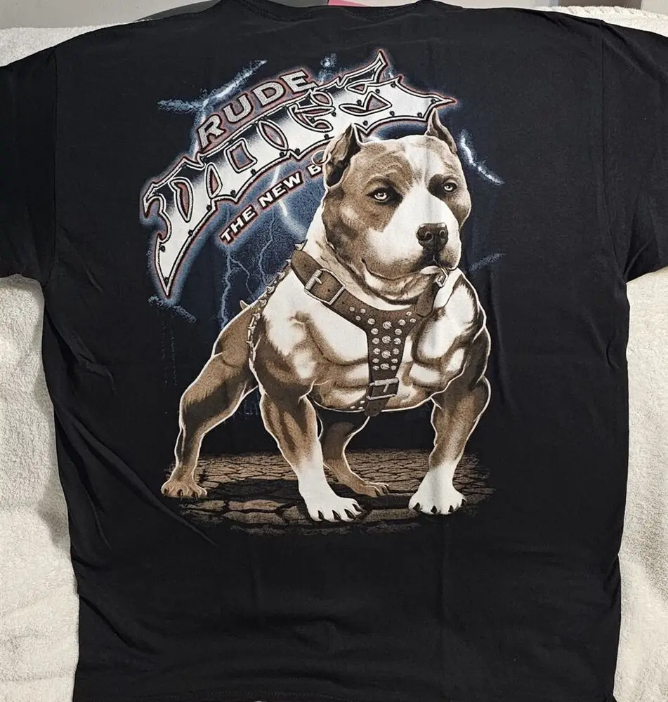 PITBULL TERRIER SPIKED COLLAR RUDE DOGS THE NEW BREED LIGHTNING T-SHIRT