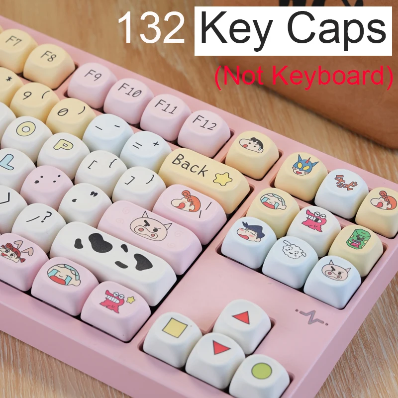 132 toetsen Leuke Keycaps MOA-profiel PBT Dye-sublimatie Aangepaste Key Caps Set voor MX Switch mechanisch toetsenbord