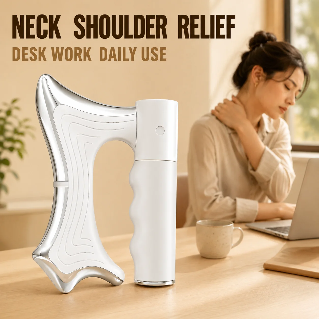 Electric Fascia Massager 3 in 1 EMS Heat Vibration Scraping Tool 9 Levels USB Rechargeable Full Body Muscle Relaxation Device