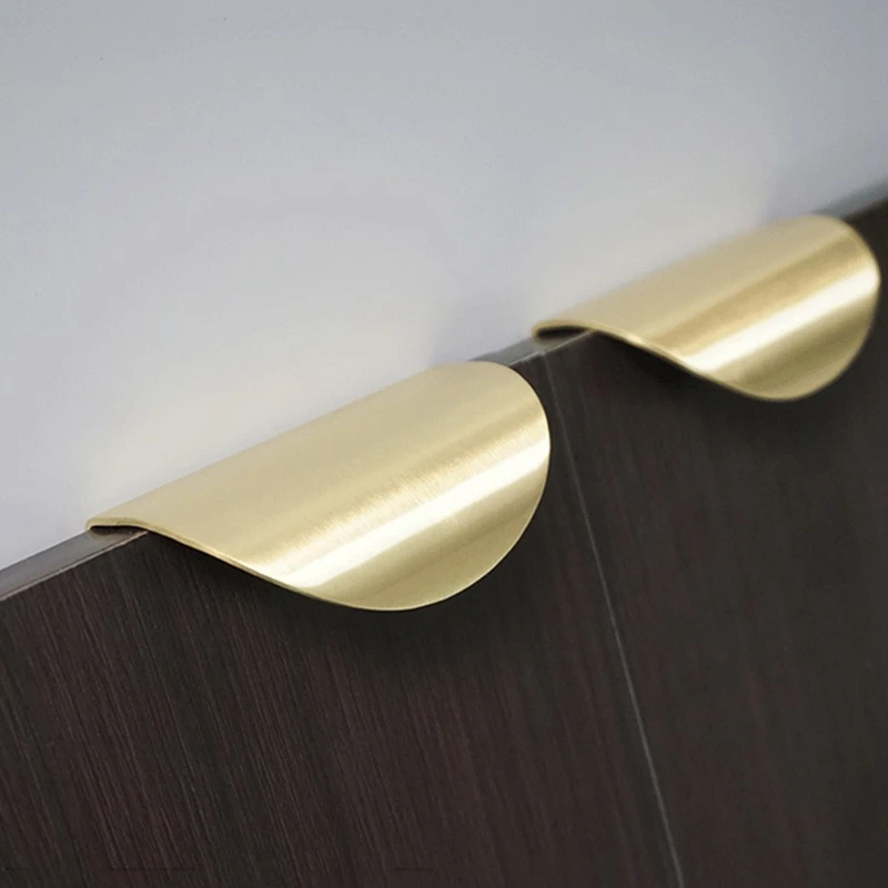 Modern Brushed Brass Cabinet Drawer Dresser Pulls Pure Copper Furniture Knobs Gold Kitchen Cupboard Wardrobe Handles - 1 Pack