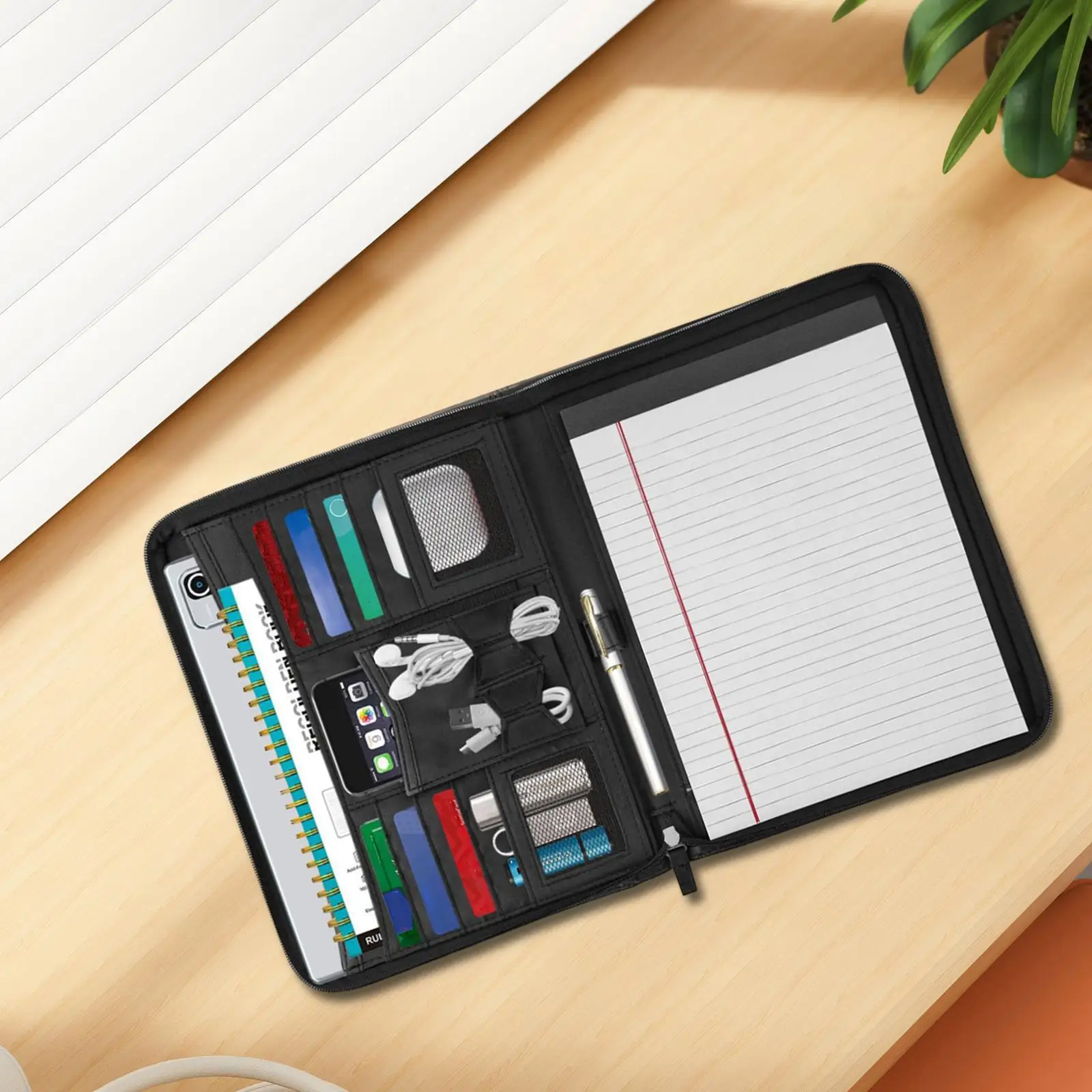 Business Portfolio with Zipper File Folder for Travel Interview Presentation
