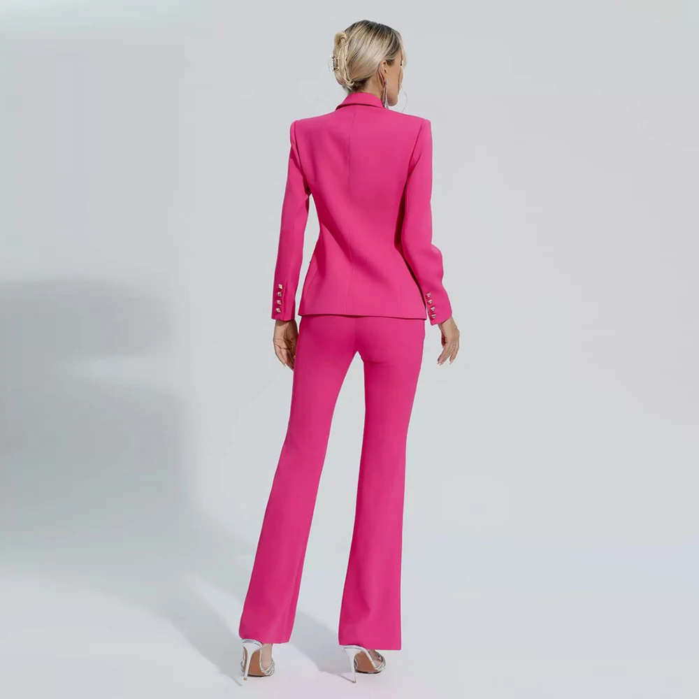 Rose Red ผู้หญิงคลาสสิก 2 ชิ้นชุดขนาดที่กําหนดเองสี Slim เสื้อกางเกงชุดสํานักงานทุกวันธุรกิจเสื้อผ้าหญิง