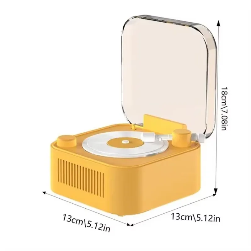 Pemutar Rekaman Mini Retro Vintage 5W Speaker Turntable Nirkabel Dekorasi Rumah Ide Hadiah Fonograf Desain Retro Pesta Luar Ruangan