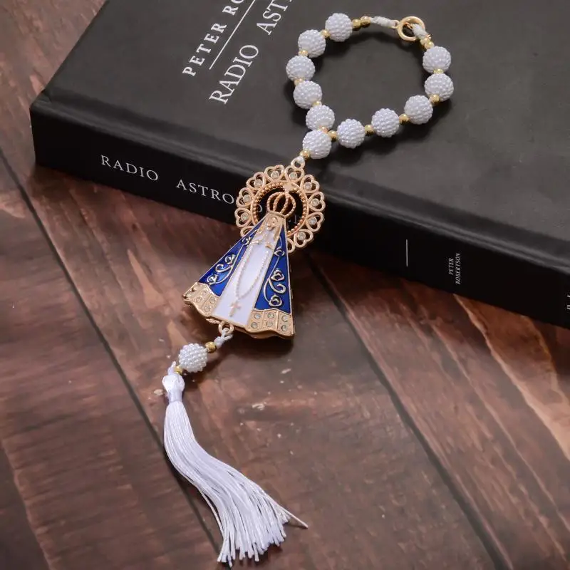 Religious Metal Pendant Keychain Vintage Exquisite Imitation Enamel Craft for Luggage Accessory Souvenir