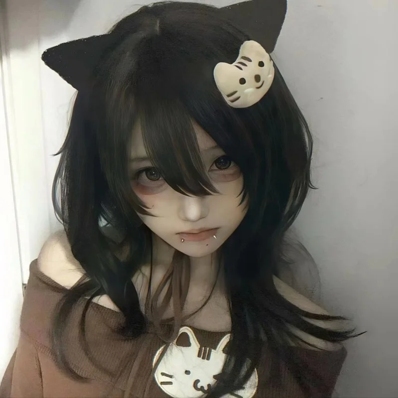 

Unisex Japanese Korean wig cartoon style cute and handsome long hair jellyfish head Japanese teenager feels fluffy and natural