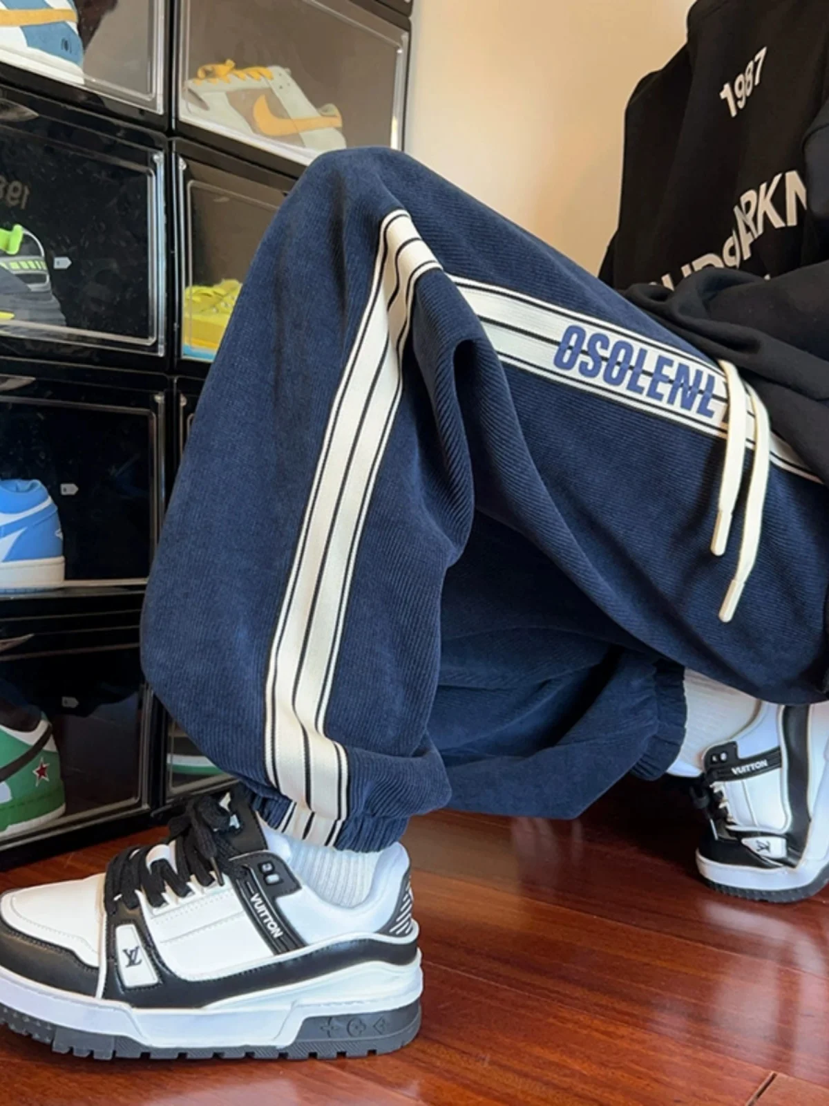 

Мужские вельветовые брюки American Sle: весенне-осенние, плотные, свободного кроя, в стиле Harlan, модные, широкие, повседневные, длинные