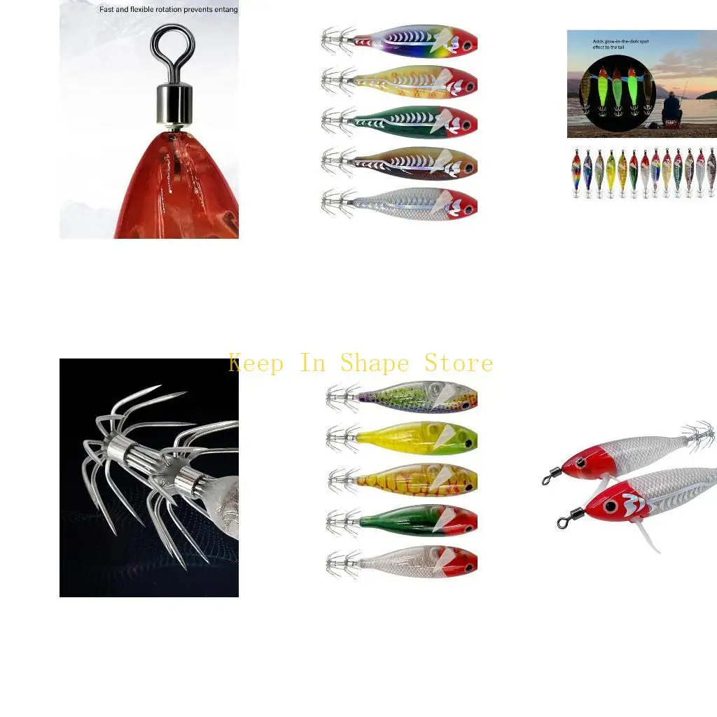 

U1JC Набор из 5 приманок для ловли кальмаров с дизайном креветок для морской и пресной воды