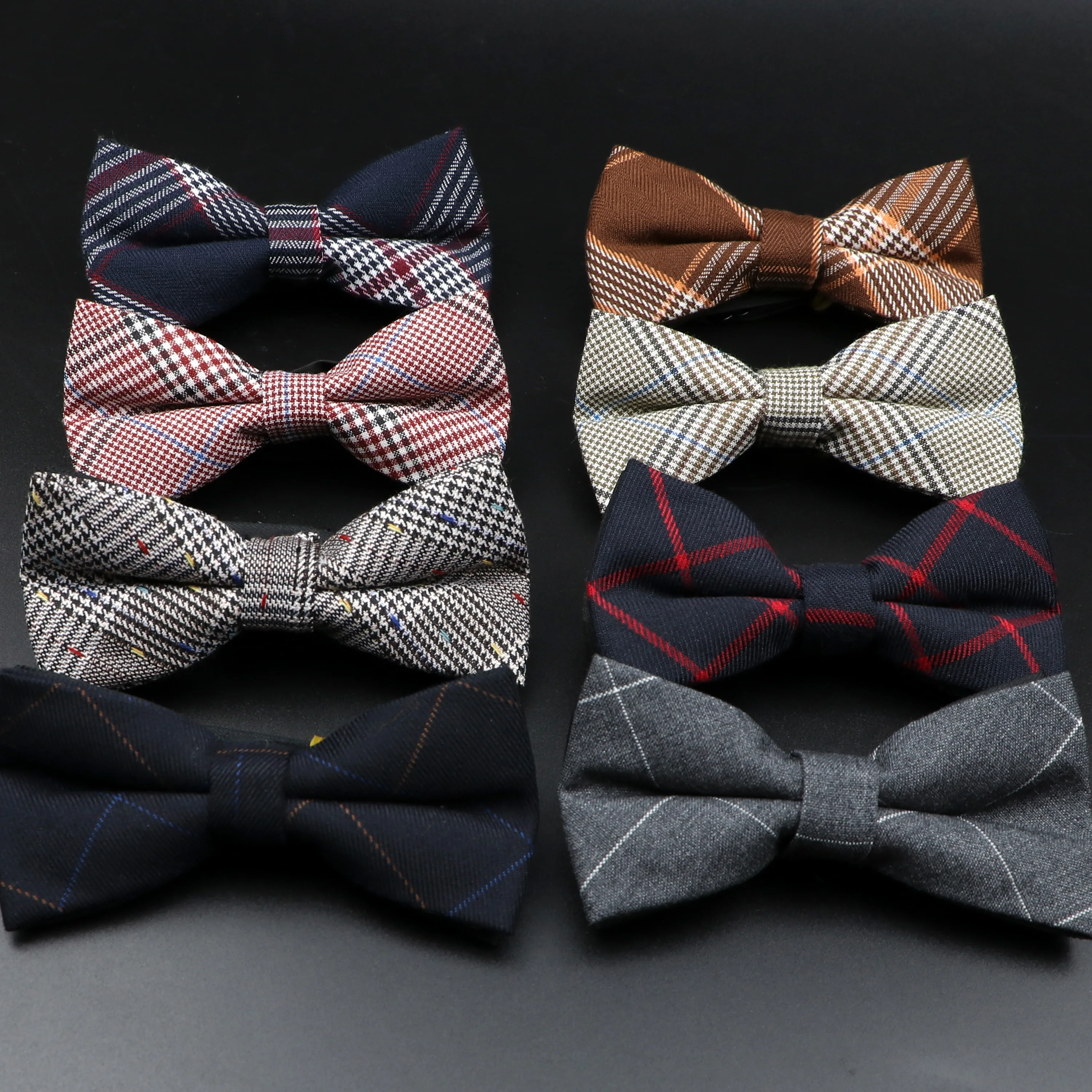 

Mens Fashion Vintage Plaid Bowtie Check 100% Cotton Soft Striped Double Fracture Butterfly Men Bow Ties Designer Cravat Gift