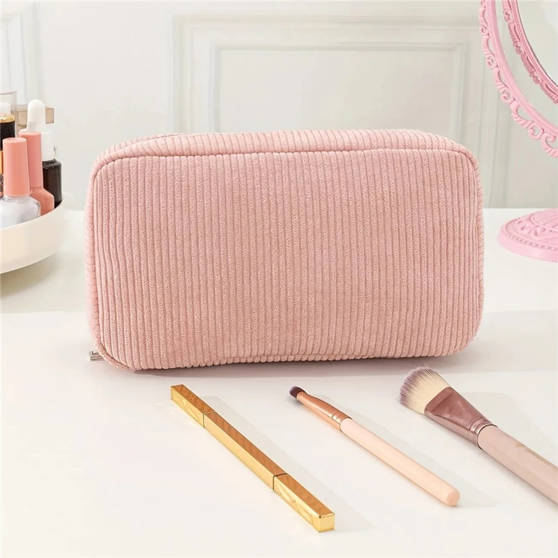 Corduroy Travel Cosmetic Bag Portable Makeup Storage Bag Purses Women Zipper Make Up Organizer Storage Clutch Beauty Case Pouch