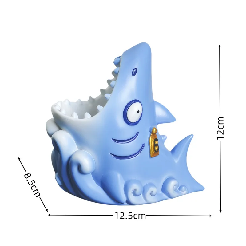 Creative and Quirky Shark Pen Holder Student Desktop Decoration Resin Ornament Graduation Holiday Gift