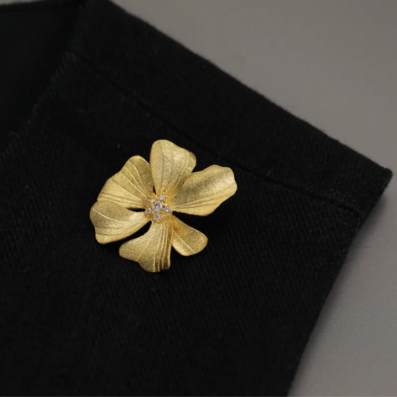 

Lotus Fun Abstract Peony Flower Real 925 Sterling Silver Handmade Fine Jewelry Brooches for Women Bijoux