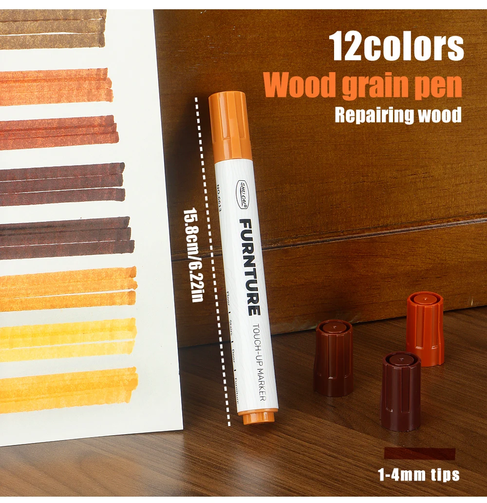 8/12 farben Möbel Ausbesserung Kit Marker Füllstoff Sticks Holz Verbund Korn Farbe Reparatur Stift Kratzer Wiederherstellung Scratch Patc – Detail 9