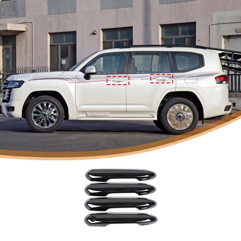 

For 2023 Toyota Land Cruiser LC300 exterior handle cover ABS piano black car exterior modification accessories 4-piece set