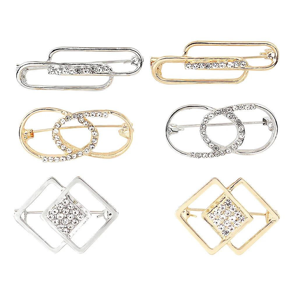 

6pcs Anti-Flash Button Retractable Waistline Brooch Pin Golden Silver Creative Cardigan Brooches Clothing Accessories Lapel Pin