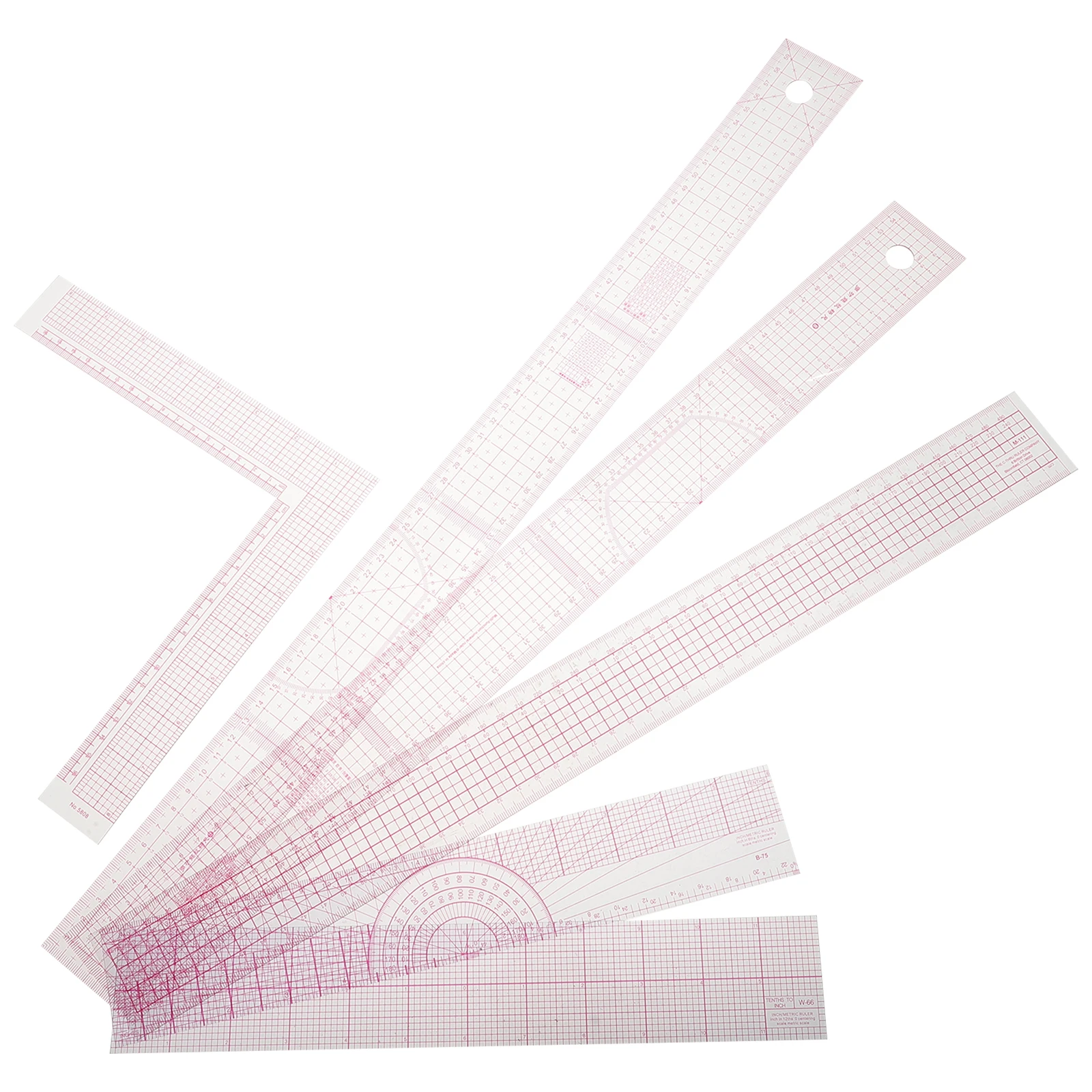 6Pcs Clear Plastic Sewing Rulers Professional Ruler Set for Accurate Clothing Pattern Making Accessories
