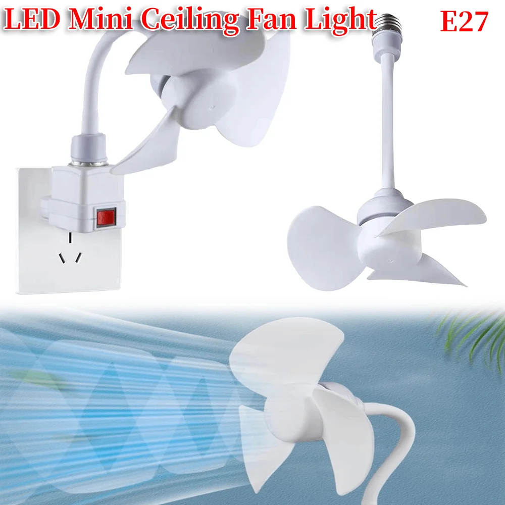 

Socket Fan Light E27 Base/USB Indoor Ceiling Fan Light Hose Extender Light Bulb Fan with Socket for Bedroom Living Room