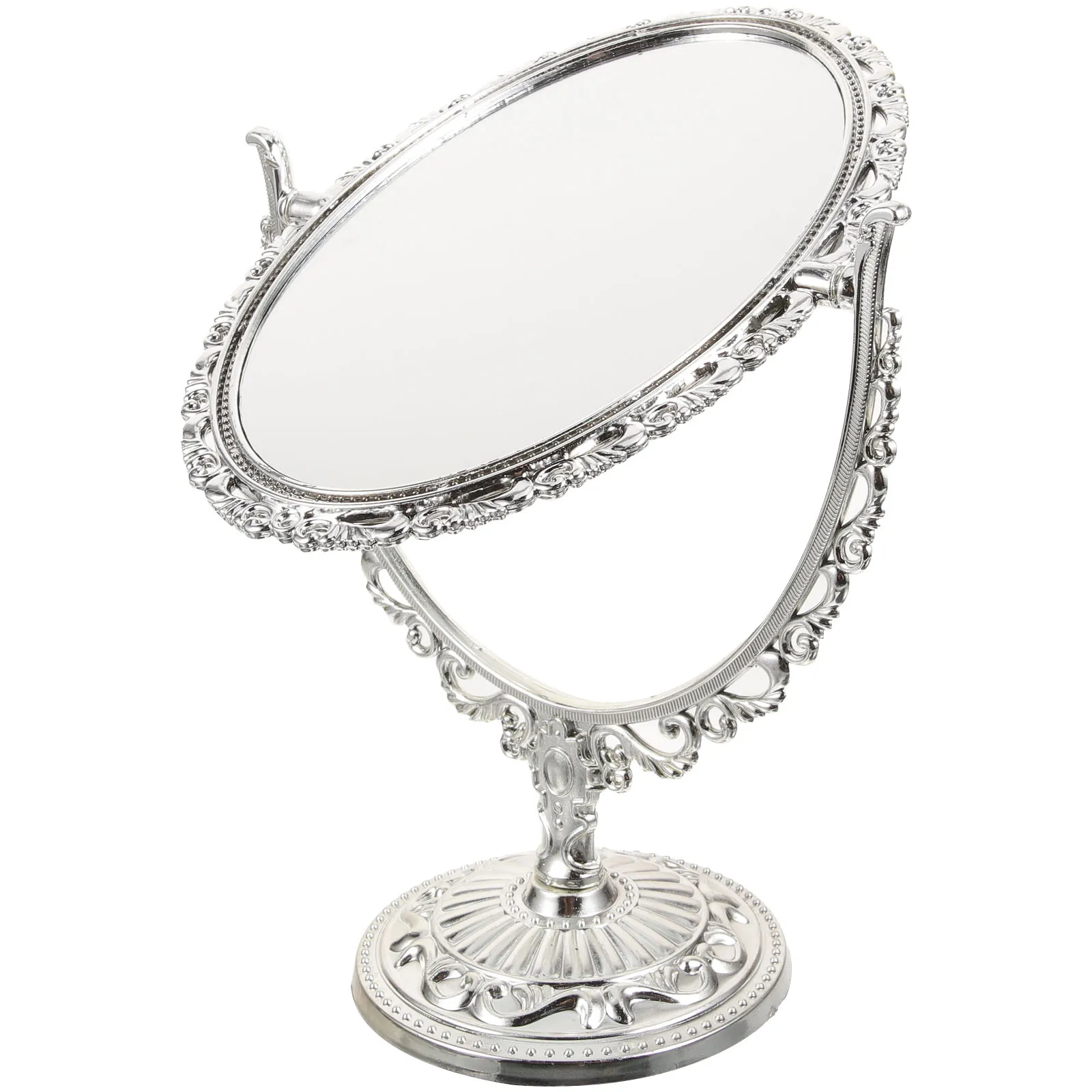 1 stuks dubbelzijdige spiegel Europese stijl retro ovale desktop make-upspiegel draaibaar voor thuis slaapkamer badkamer