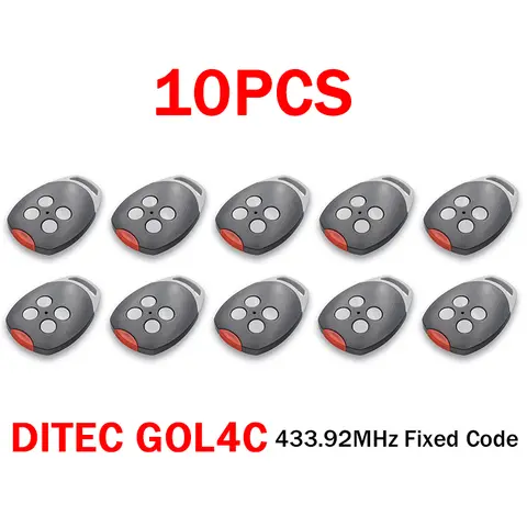 10개 DITEC GOL4C 고정 코드 원격 제어 차고 도어 오프너 433.92MHz 게이트 핸드 송신기용 원격 제어