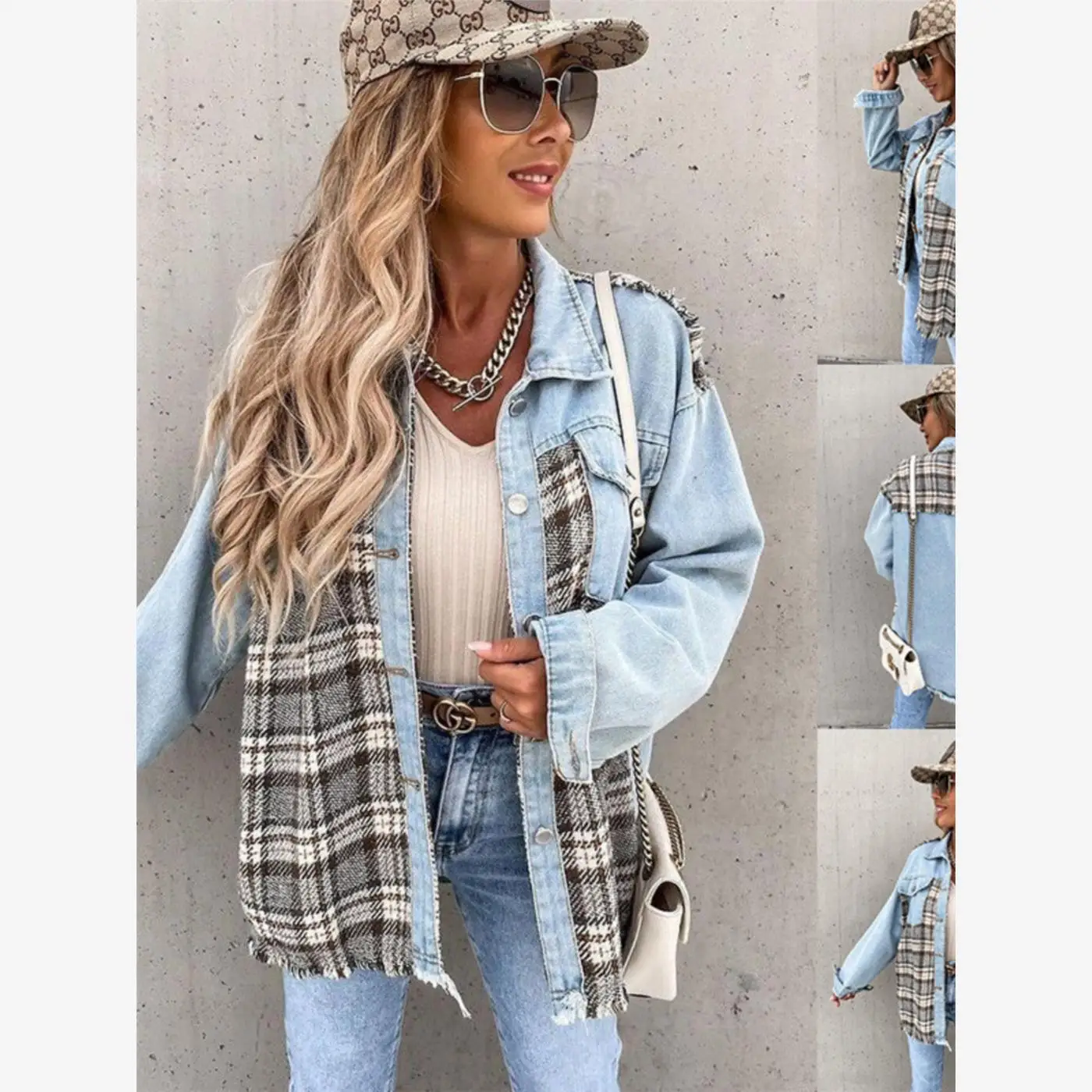 

Autumn Denim irt Jaet Women's Coat Casual Commute Sle Loose Fit Long Sve Collar Button Closure Outerwear
