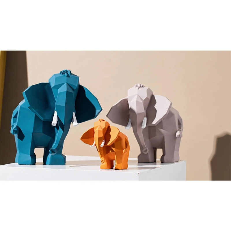 Geometry Elephant Figurine Resin For Home Office Hotel Decoration Tabletop Animal Modern Craft Elephant Statue Decor