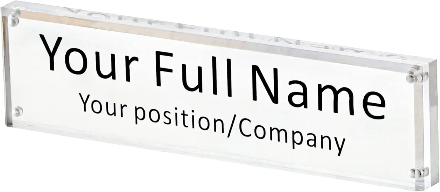 

Acrylic Desk Name Plate, Clear Block Double Sided Holder for DIY Personalized Name, 2.5x10 Inch
