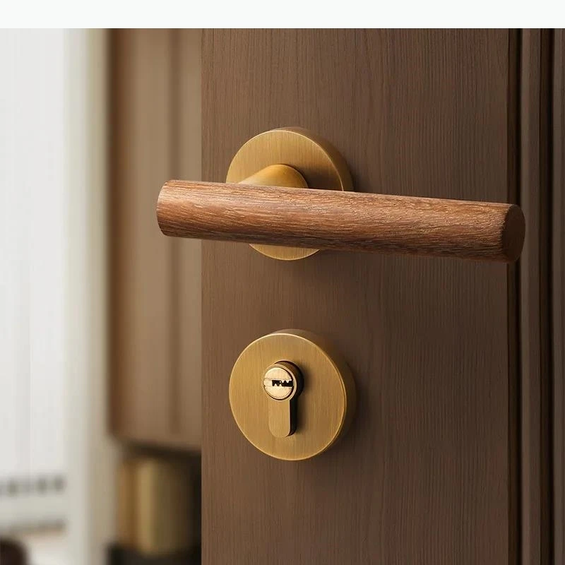 

Bronze Colored Bedroom Door Lock Indoor Wooden Door Handle Silent Locks Retro Room Locks Split Lock Keys Hardware