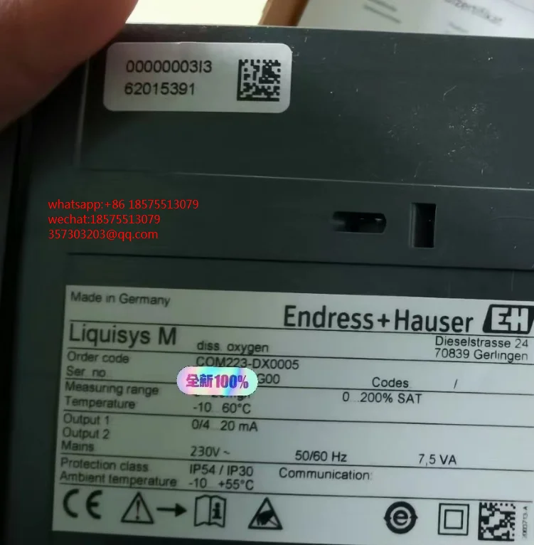 FOR ENDRESS+HAUSER COM223-DX0005 Dissolved Oxygen Transmitter Connected To The COS41 Coated Probe 1 PIECE