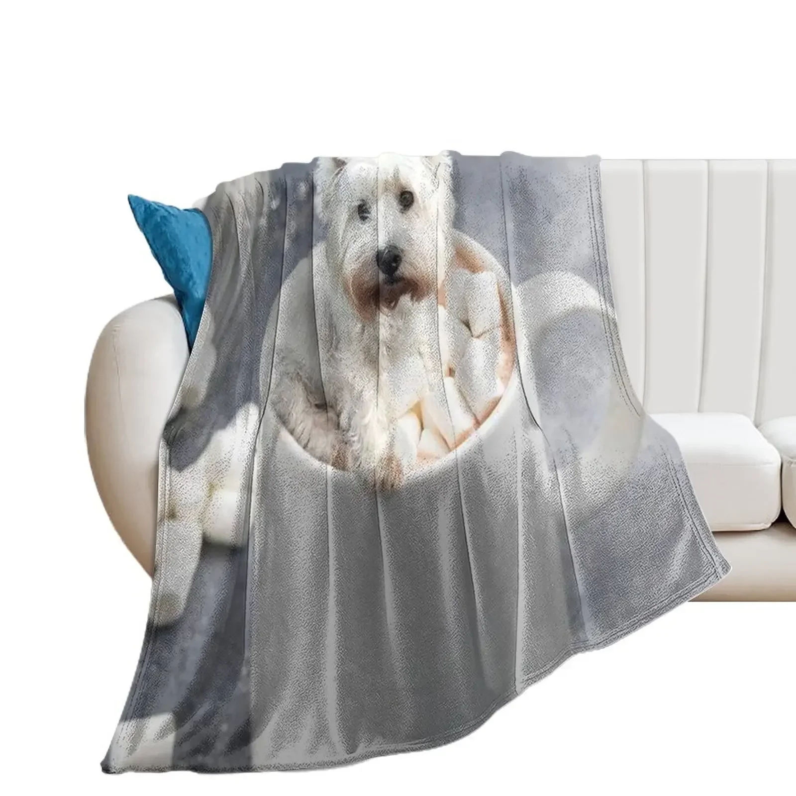 

West Highland White Terriers Mug Throw Blanket For Decorative Sofa Warm Furry Blankets