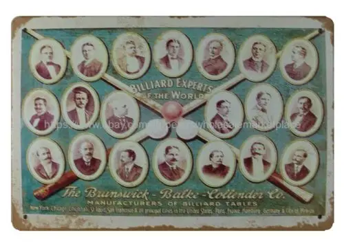 art reproductions Billiard Experts of World Brunswick metal tin sign