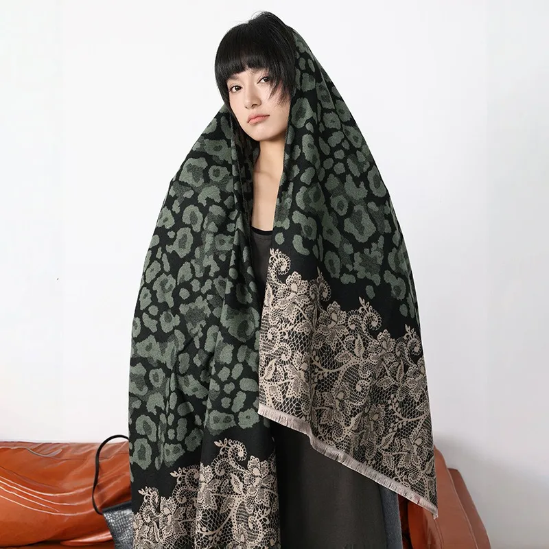

New autumn and winter women's warm scarf imitation cashmere vintage European and American shawl fashionable versatile soft wrap