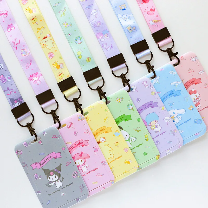 Sanrio Cute Cartoon Card Case Hello Kitty Student Campus Meal Card Bag Dude Keychain Chest Sign Bus Subway Card Protection Case