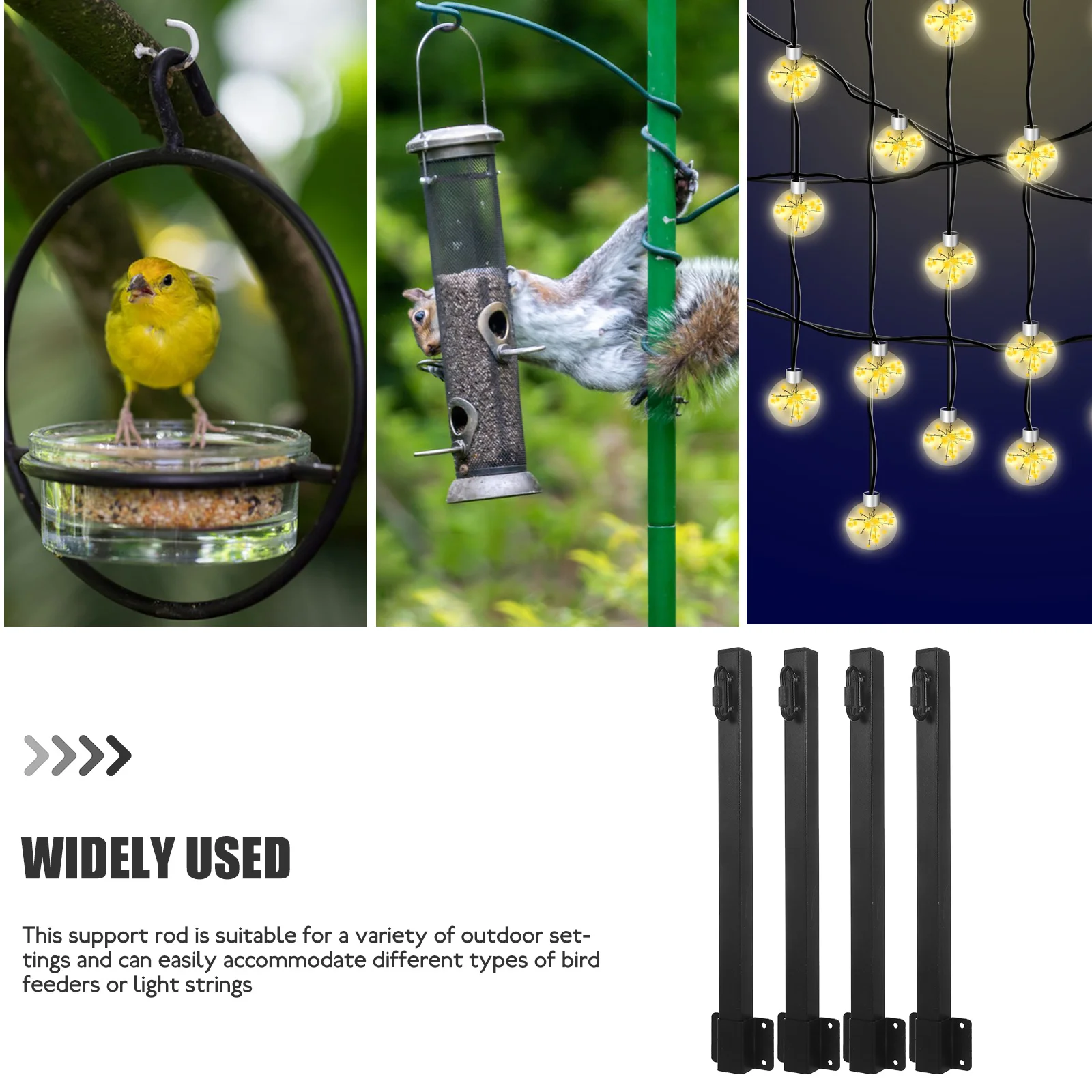 

4pcs String For Outside Metal Hanging Pole Bird Feeder Stand Durable Outdoor Hanger Solar Lamp Post String Light Holder Light