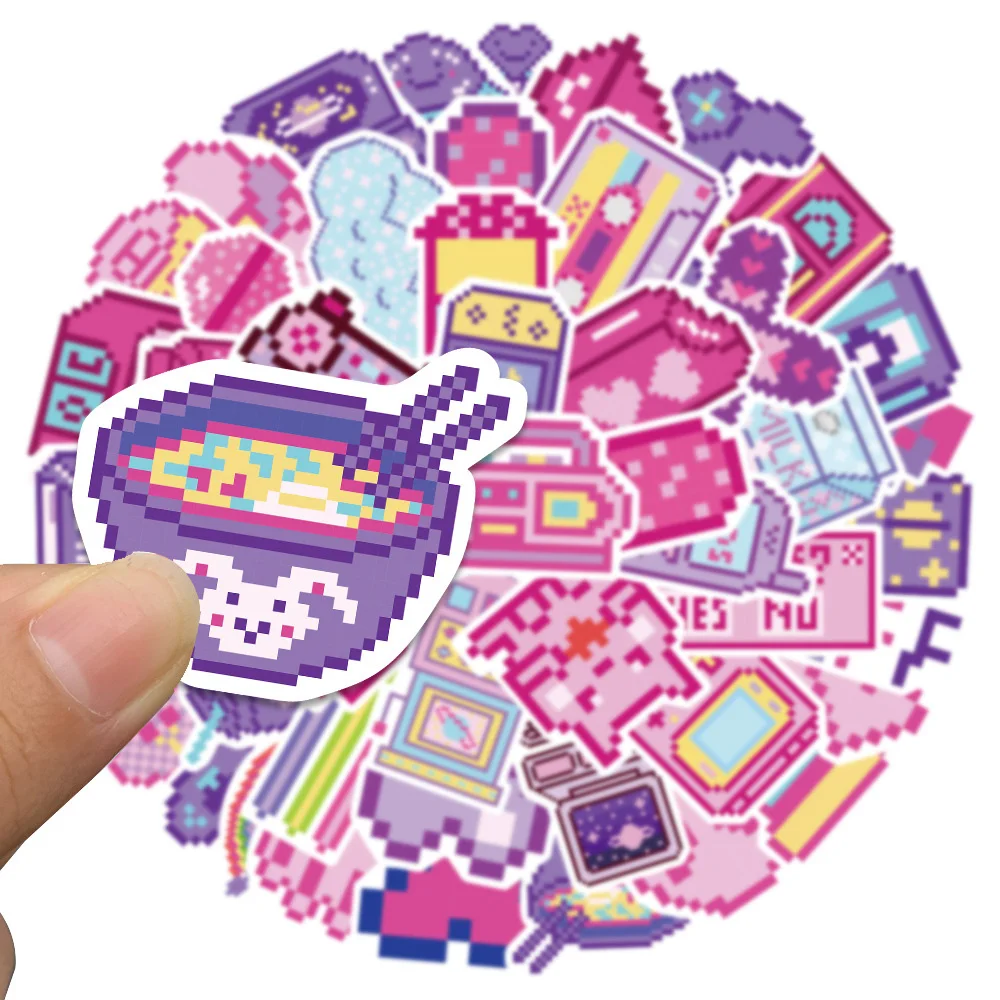 10/30/50pc INS Style Cute Pink Pixel Cartoon Stickers Decal Laptop Luggage Phone Scrapbook Guitar Car Decoration Sticker Kid Toy