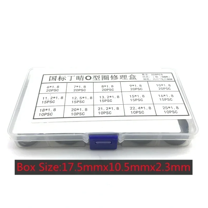 Gasket 225 Buah 1.8Mm Set Cincin O Karet Segel Karet Nitril Gelang O-ring Tekanan Tinggi Perbaikan Penyegelan Pita Elastis Cincin Karet