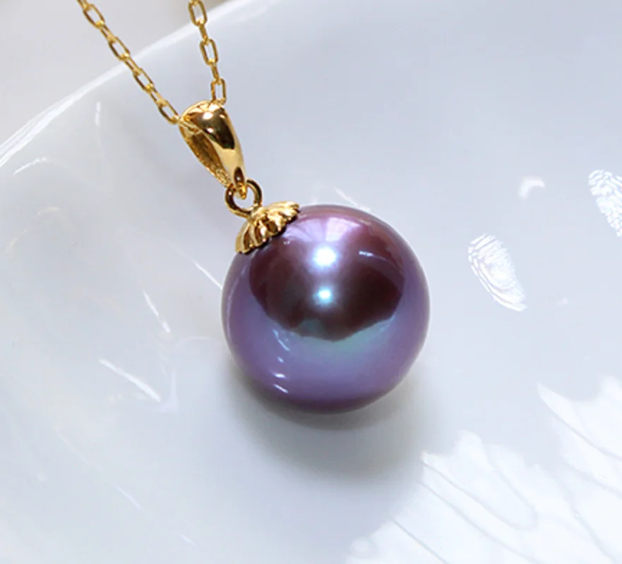 

Charming 9mm Natural Sea Genuine Purple Lavender Round Pearl Pendant For Women Men Jewelry Pendant