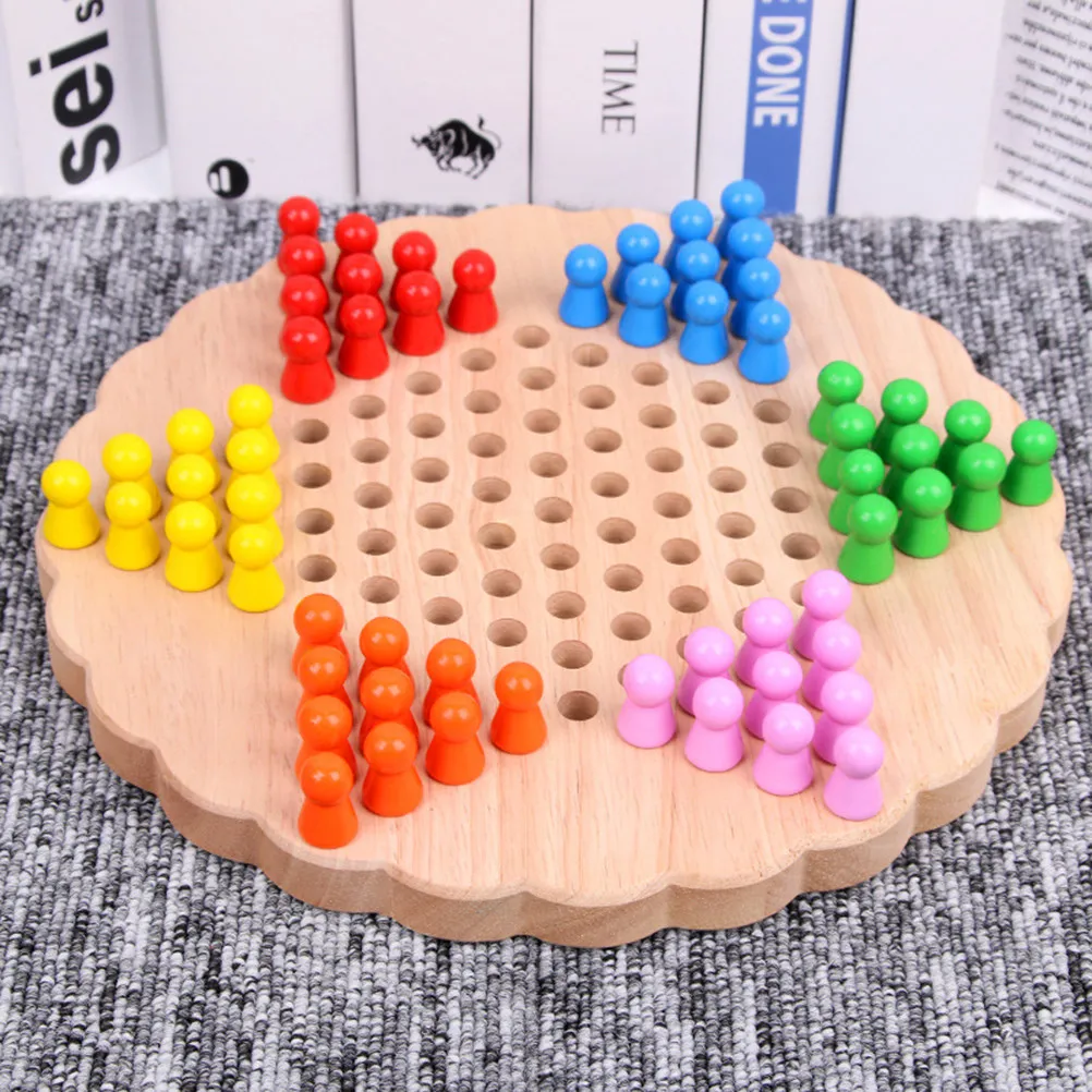 1pcs-flower-shape-wooden-checkers-educational-board-game-interactive-chinese-draughts-intelligence-trainer-kids-learning
