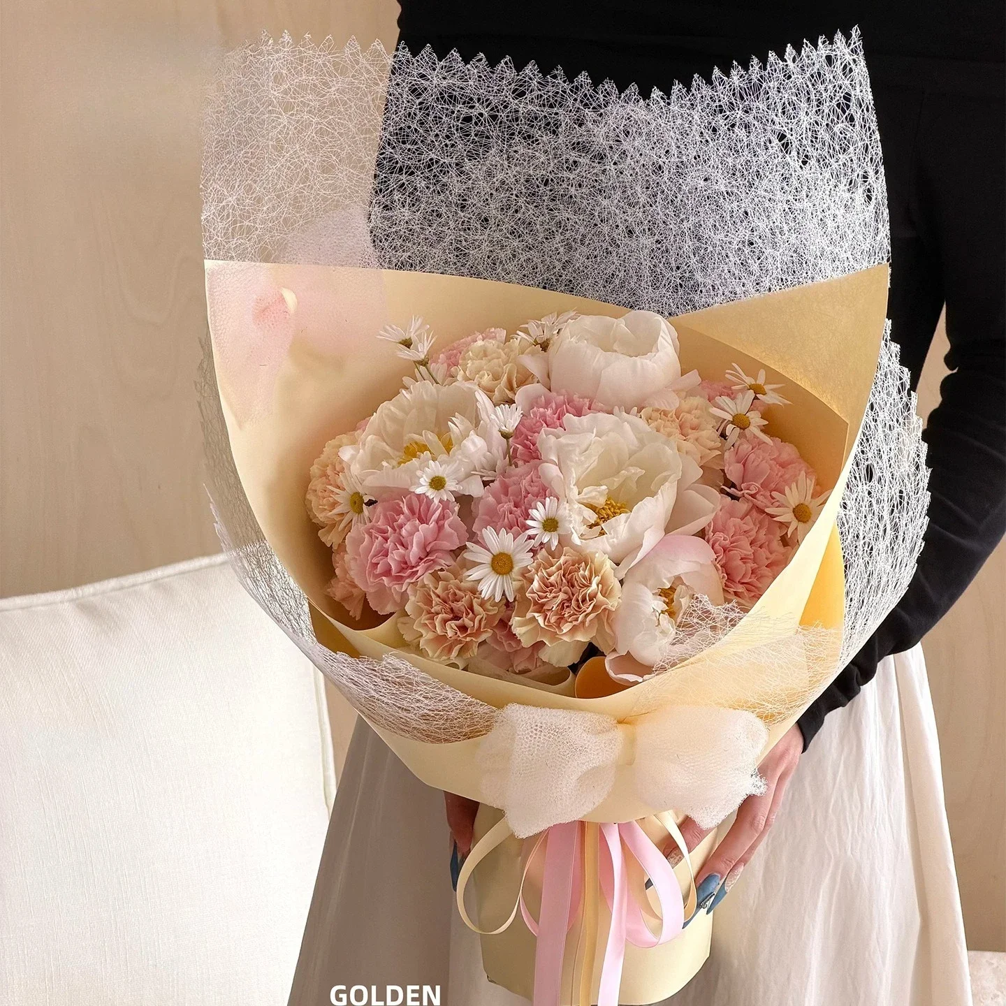Valentine's Day Lace Wrapping Paper High Grade Decorative Kraft Paper Floral Shop DIY Materials Cowhide Interwoven Mesh 50X59cm