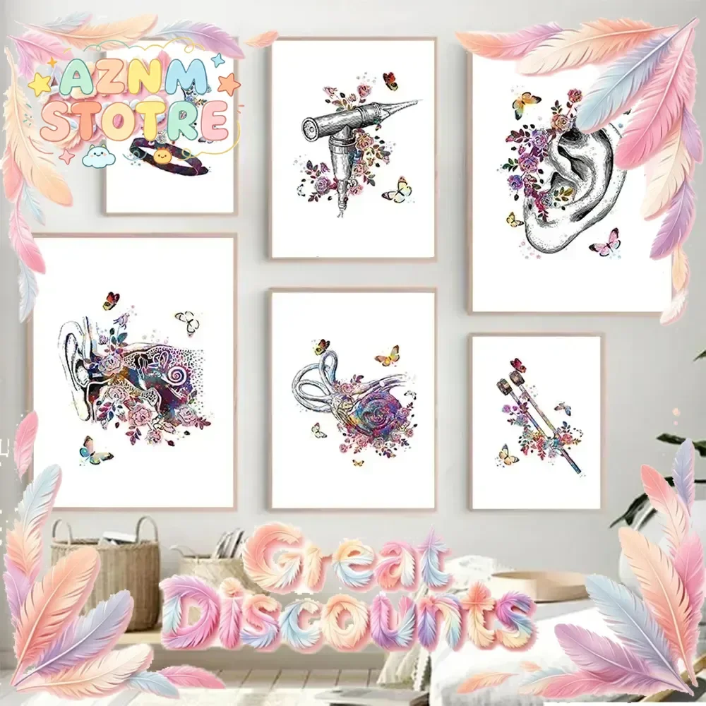 Anatomical Inner Ear Audiology Cochlea Wall Art Minimalist Print Canvas Painting Posters for Living Room Modern Home Decor