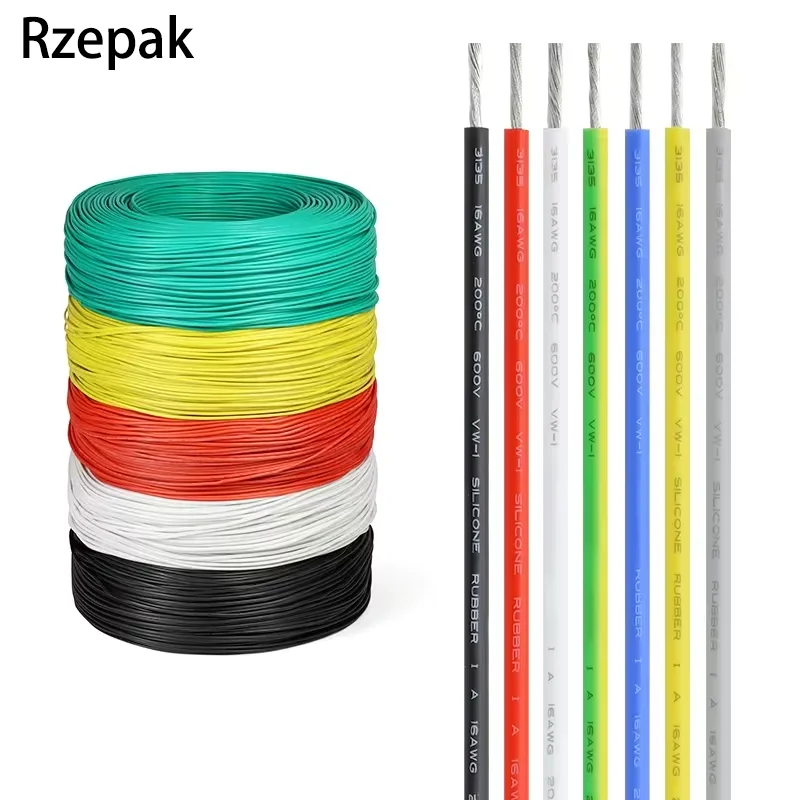 2/5/10M UL3135 Wire Silicone Insulation Tinned Copper 30 28 26 24 22 20 18 16 14 12 10 AWG High Temperature Resistant Cable Line