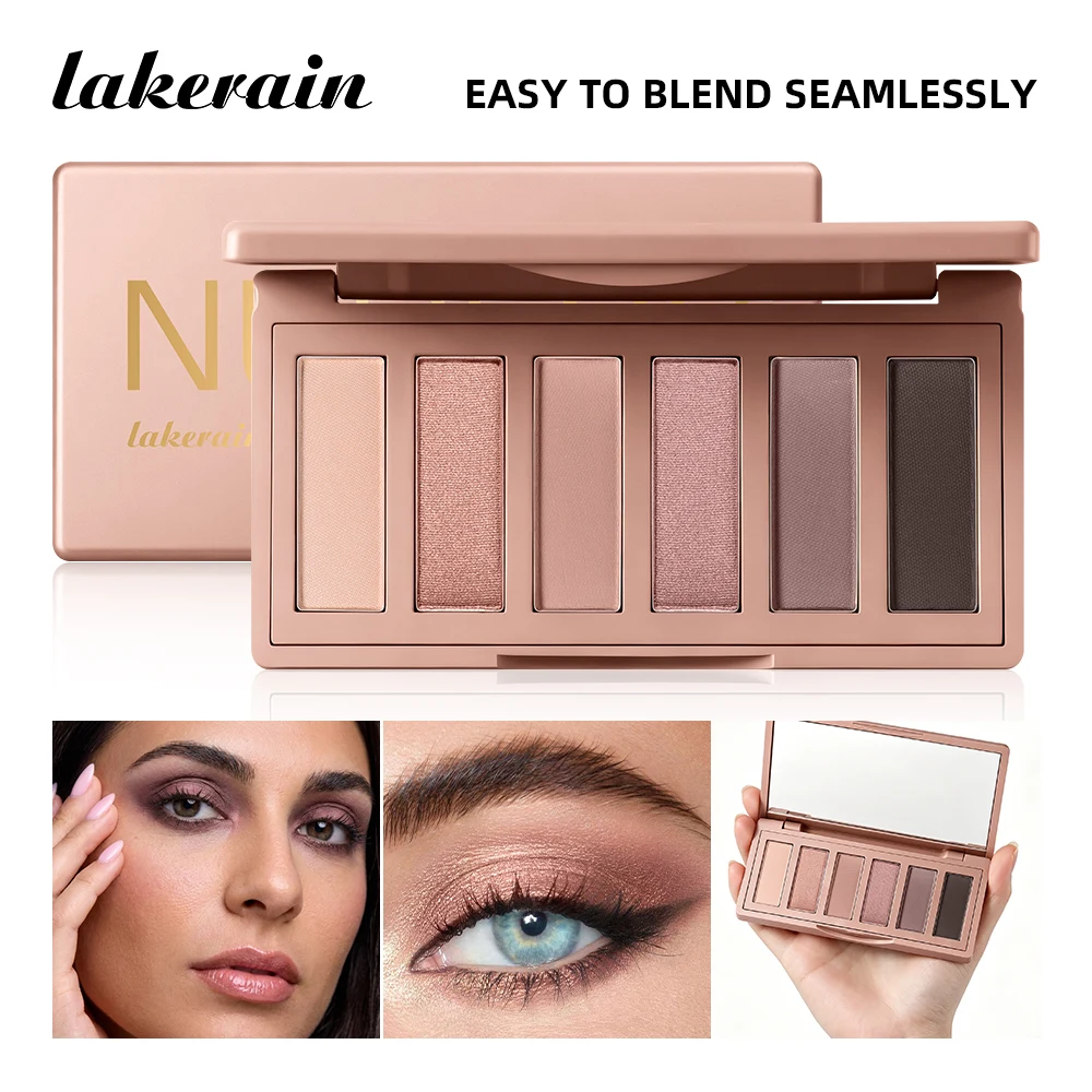 Paleta de sombras de ojos de larga duración, maquillaje de ojos con pigmentos ricos, tonos neutros, colores mezclables, paleta de sombras de ojos en tonos nude mate, maquillaje para mujer