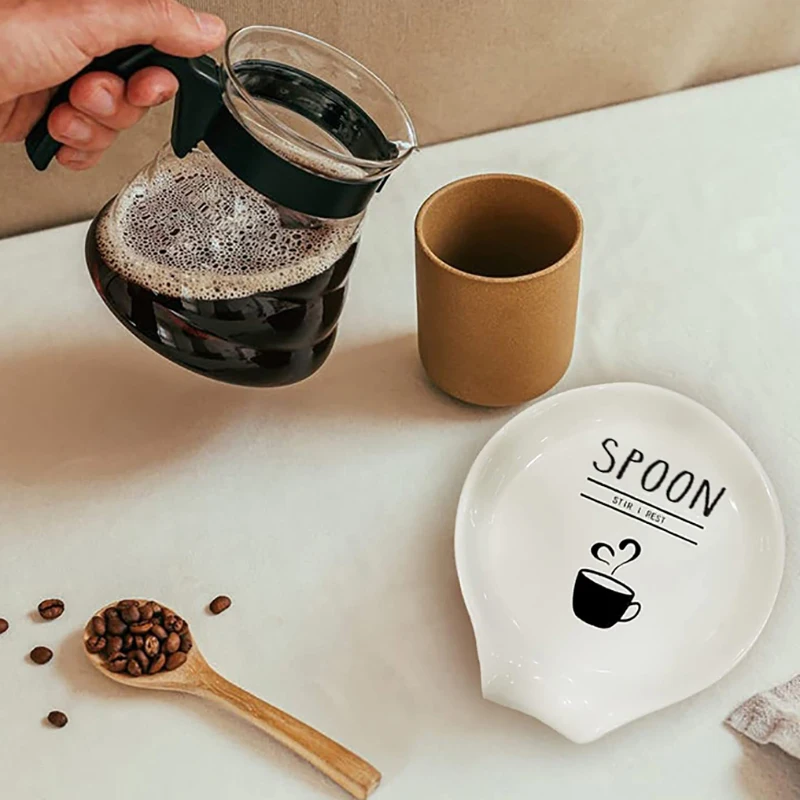 Multipurpose Ceramic Spoon Rest Pad White Spoon Holder Kitchen Utensils Tableware Spoon Holder