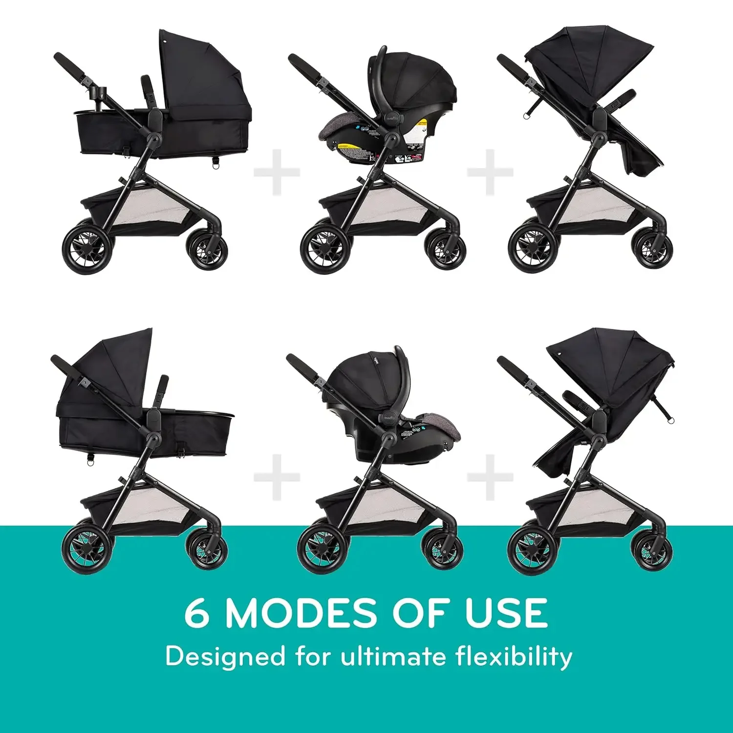 Modular Travel System with  Infant Car Seat with Anti-Rebound Bar (Casual Gray)